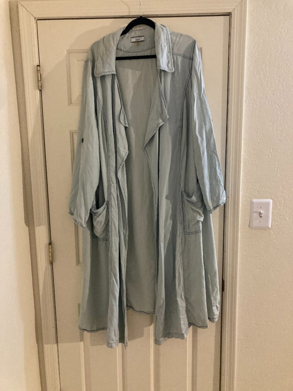 Bagatelle City light-wash lyocell duster trench coat size 2X